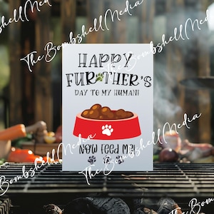 Lustige Vatertagskarte vom Haustier, druckbare editierbare Templett Karte für Human Dad, Sofort Download Geschenk für Hunde- oder Katzenvater mit Futter