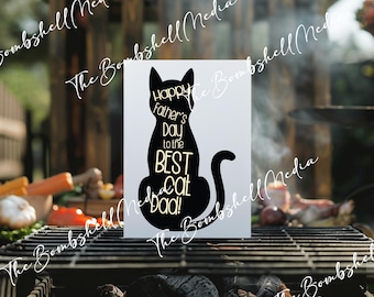 Carte de chat drôle de fête des pères imprimable pour le meilleur papa chat, fichier Templett modifiable à téléchargement immédiat, cadeau pour amoureux des chats pour la fête des pères de papa animal de compagnie