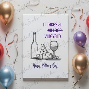 Carte imprimable drôle de fête des mères - téléchargement immédiat, carte d'humour d'amateur de vin pour maman, fichier numérique personnalisable