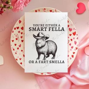 Cartão engraçado de Fart Smeller – Cartão de piada de capivara para impressão | Humor de animal fofo | Cartão de saudação para download instantâneo