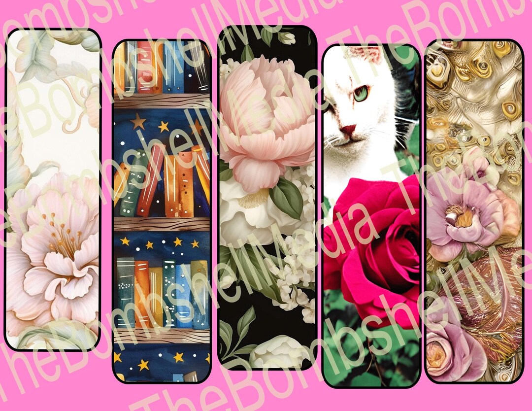 Girly Bookmark Printable Set of Five Bookmarks - Etsy