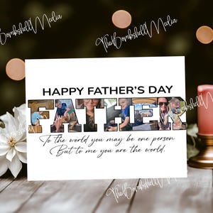 Anpassbare Vatertagsfotokarte druckbare, bearbeitbare Canva-Vorlage mit Vaterbrief-Collage, personalisiertes Geschenk von Kindern oder Familie