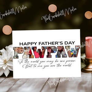 Bearbeitbare Vatertagskarte für Pawpaw, druckbare Canva-Vorlage mit benutzerdefinierten Fotocollage-Buchstaben, personalisiertes Geschenk von Enkelkindern
