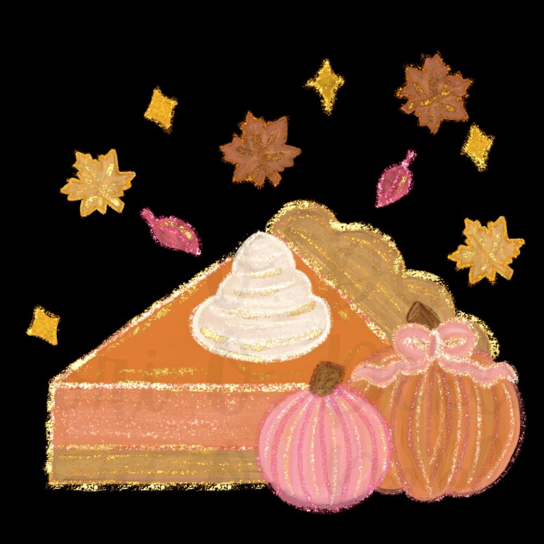 Peut inclure: Une part de tarte &agrave; la citrouille avec de la cr&egrave;me fouett&eacute;e et une cro&ucirc;te dor&eacute;e, d&eacute;cor&eacute;e de citrouilles roses et orange et d'accents dor&eacute;s scintillants.