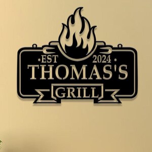 Benutzerdefinierte Hinterhof BBQ Wandkunst mit LED-Licht, personalisiertes Grill und Chill Schild, Grill im Freien Metalldekor