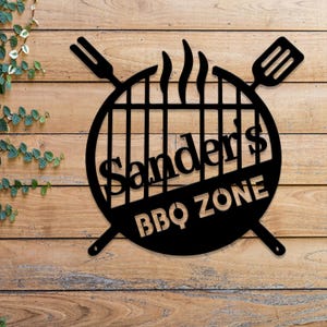 Personalized BBQ Sign with LED Light, Custom Metal Grill Sign, Outdoor Barbecue Wall Art for Patios