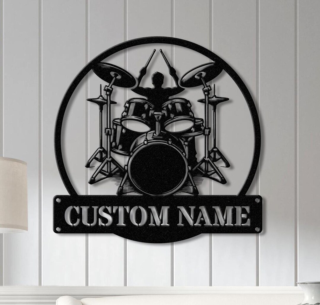 Drummer Sign Custom Drummer Metal Sign, Drummer Wall Art LED Lights, Personalized ...