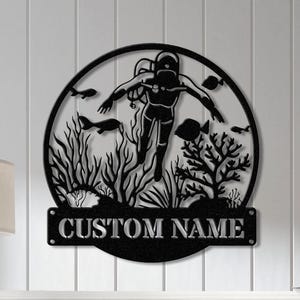 Decorazione murale in metallo personalizzata con luci a LED, decorazione murale in metallo con barriera corallina, cartello in metallo con barriera corallina, cartello per acquario, regalo per amanti dei pesci