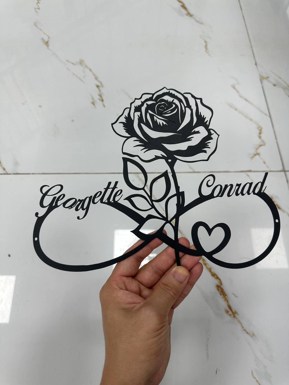 Infinite Sign With Roses Personalized Infinity Rose Led Light Metal Sign, Couple Name Sign ...