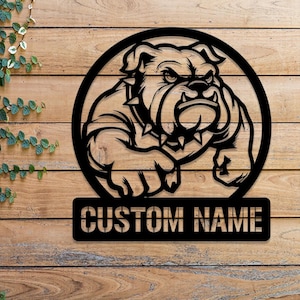 Personalized Bulldog Metal Wall Art LED Light, Custom Dog Name Sign, Dog Lover Home Decor, Pet Wall Art, Gift for Dog Owners