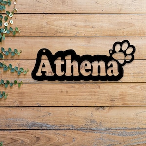 Pet Name Metal Sign, Dog Wall Sign, Personalized Dog House Name Plaque, Pet Nameplate, Dog Décor, Custom Dog Name Sign, Kennel Nameplate