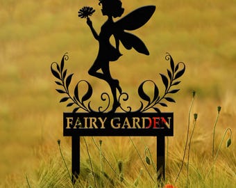 Custom Fairy Metal Garden Sign, Flower Garden Sign, Fairy Garden Stake, Outdoor Garden Yard Decor, Metal Fairy Garden Art, Gardener Gift