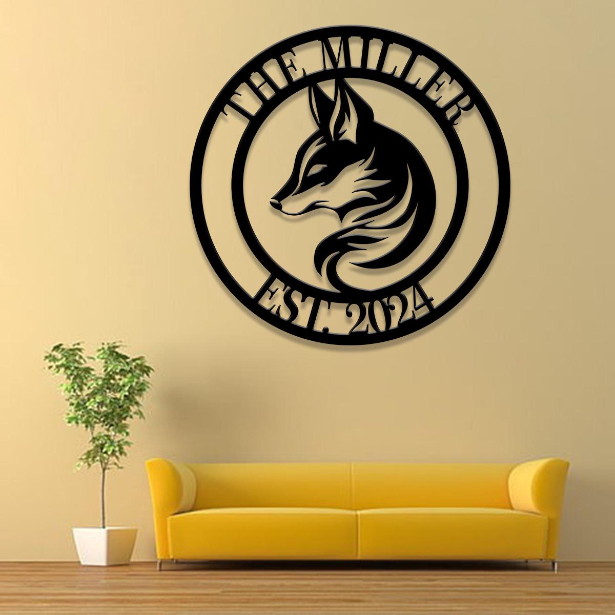 Custom Fox Metal Sign, Personalized Fox Name Wall Art, Fox Cabin