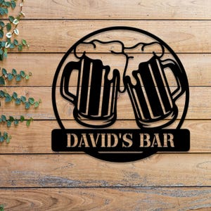Custom Beer Bar Pub Metal Sign with Led Light, Personalized Beer Mug Cheers Name Sign Home Decor, Bar Pub Decoration Dinking Man Cave
