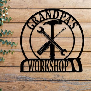 Personalized Garage Metal Sign with LED Light, Custom Name Garage Decor, Man Cave Sign, Dad&#39;s Gift