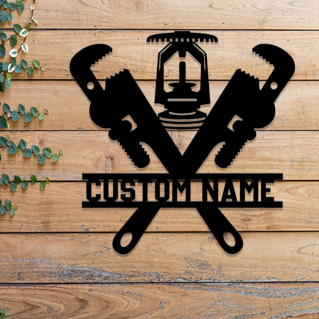 Custom Plumbing Metal Wall Art With LED Light, Personalized Plumber ...