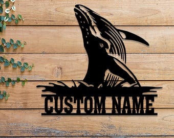 Whale Metal Wall Art with Led Lights, Large Blue Whale Home Decor, Ocean-Themed Nautical Wall Art, Whale Metal Sign for Coastal Decoration