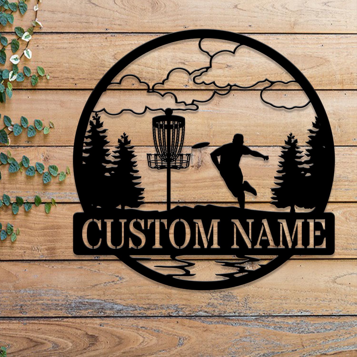 Personalized Disc Golf Metal Sign with LED Lights, Custom Disc Golfer Name Sign, Sports Wall Art, Gift for Dad, Home Decor