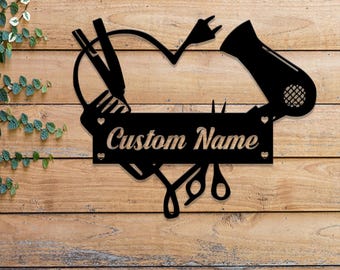 Personalized Hair Salon Metal Sign, Custom Hairstylist Wall Decor, Beauty Salon Welcome Sign, Salon Wall Art, Christmas Gift for Hairdresser