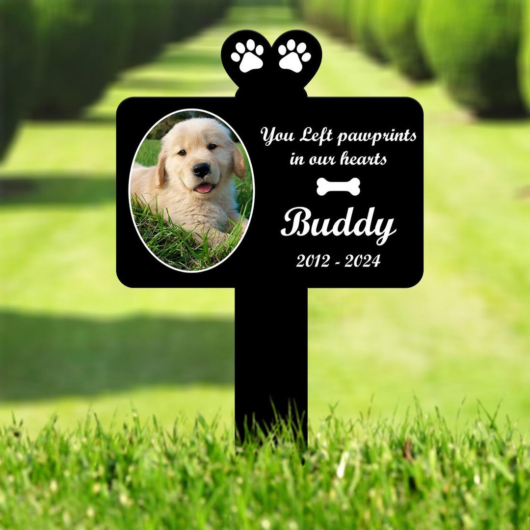 Custom Photo Dog Loss Memorial Stake, Personalized Pet Grave Marker ...
