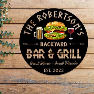 Kundenspezifisches Hinterhof-Schild mit LED-Licht, personalisiertes Grill & Chill-Metallschild, Grill- und BBQ-Wanddekoration