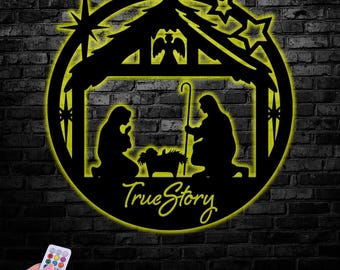 True Story Metal Sign, Nativity Scene Wall Art, Christmas Religious Decor, Holiday Wall Art, Christian Christmas Decorations