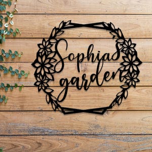 Custom Floral Garden Metal Sign, Custom Hanging Garden Sign, Personalized Gardening Gift, Gardener Name Sign, Yard Art Decor