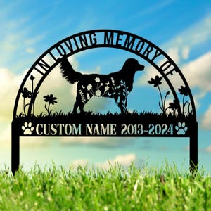 Estaca metálica conmemorativa personalizada para Golden Retriever: lápida personalizada para mascotas, señal de recuerdo, regalo de condolencias, decoración para la pérdida de un Golden Retriever