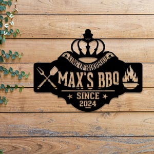 Personalisiertes King of Barbecue Wandschild mit LED-Licht, individuelles Grillschild, Grillschild im Freien, großes BBQ-Schild, Wandkunstdekor