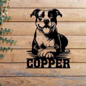 Pitbull Metallschild mit LED-Licht, personalisiertes Hundeschild, Hundemonogramm, Geschenk für Pitbull-Liebhaber, Hundemama Geschenk, Hundedekor