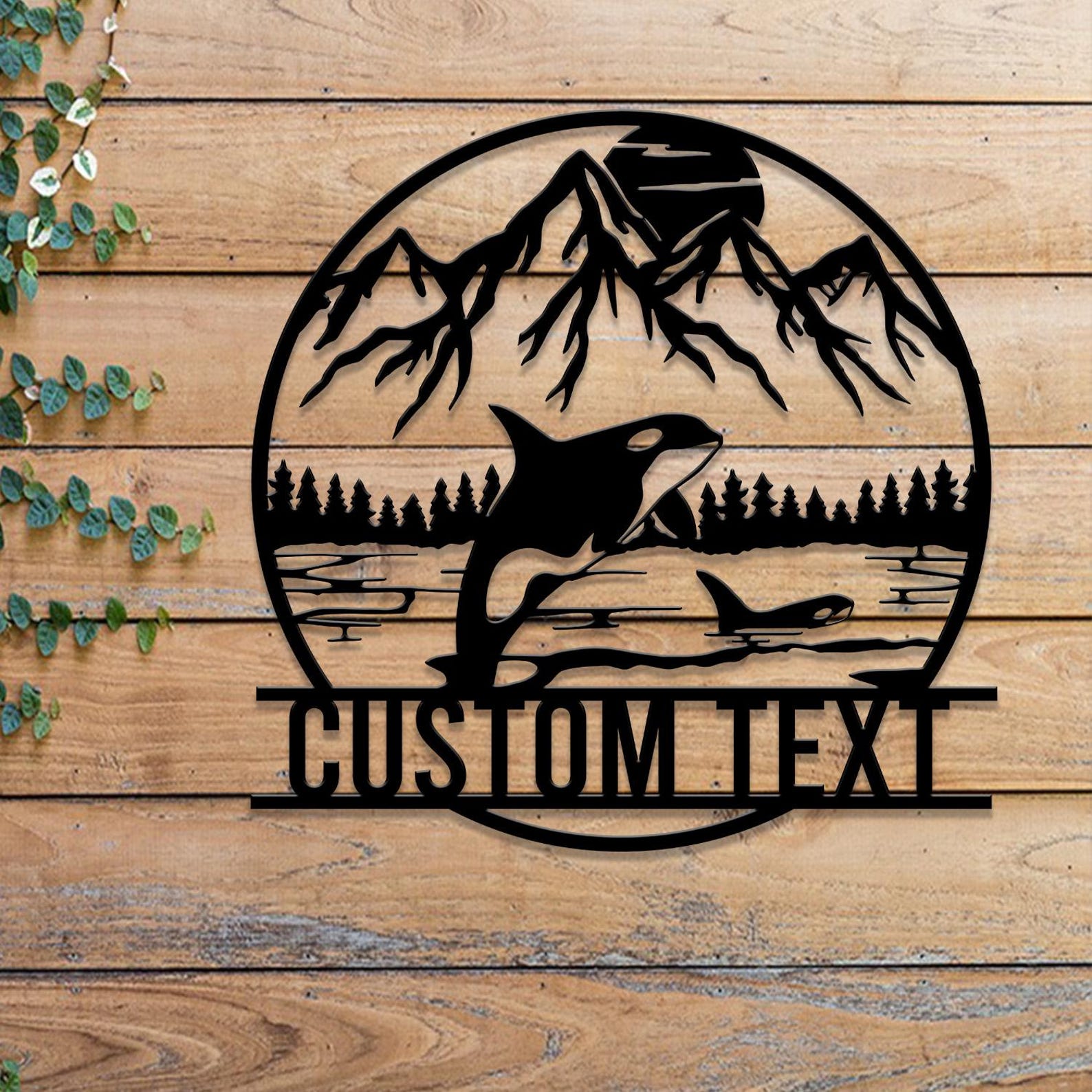 Custom Mountain Orca Metal Sign With LED Lights - Personalized Whale ...
