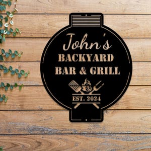 Benutzerdefinierte Outdoor Kitchen Metallschild mit LED-Licht, personalisierte Bar und Grill Schild, BBQ Wandkunst für Hinterhof
