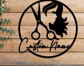 Personalized Hair Salon Metal Sign, Custom Hairstylist Wall Decor, Beauty Salon Welcome Sign, Salon Wall Art, Christmas Gift for Hairdresser