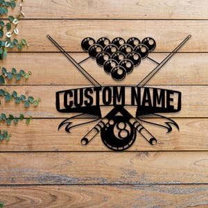 Personalized Billiard Metal Wall Art with LED Light, Custom Billiards Sign, Pool Room Decor, Perfect Birthday & Christmas Gift Idea