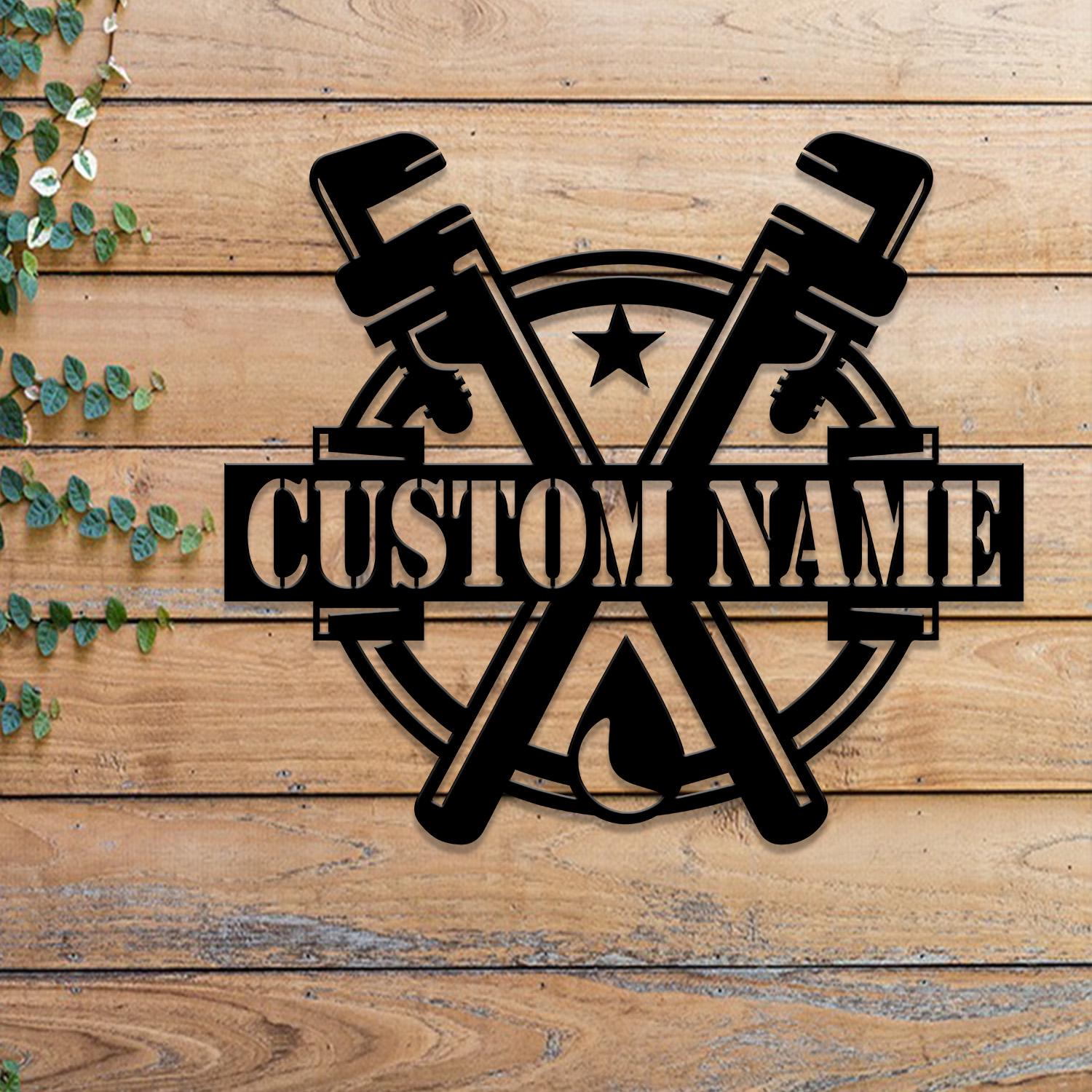 Custom Plumbing Metal Sign with LED Light, Personalized Plumber Monogram Sign, Ideal Gifts for Plumbers, Repair Service Decor