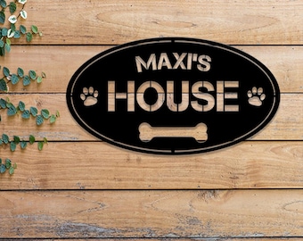 Personalized Dog Crate Metal Sign, Custom Dog Decor, Hanging Crate Sign, Custom Crate Sign, Dog Bone Sign, Custom Dog Gift, Crate Dog Decor