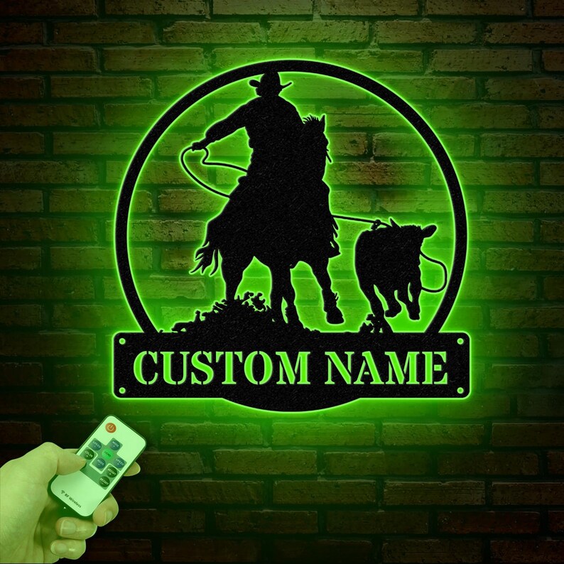 Western Riding Cowboy Metal Sign With Led Lights, Horse Lover Gift ...