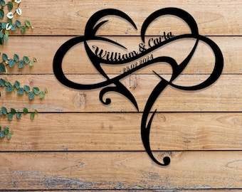 Personalized Infinity Heart Led Light Metal Sign, Couple Name Sign, Family Established, Custom Love Wall Art, Engagement Gift, Wedding Gift