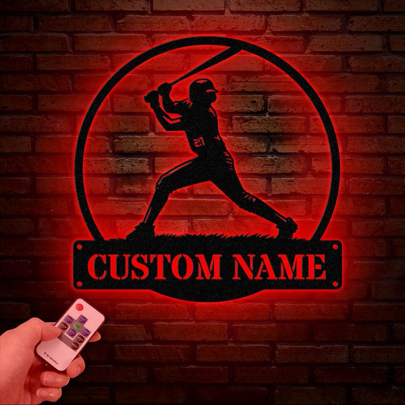 Personalized Softball Pitcher Metal Wall Art Led Lights, Custom Pitcher ...