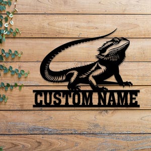 Personalized Bearded Dragon Metal Sign with LED Lights, Custom Name Bearded Dragons Sign, Unique Bearded Dragon Gift, Gecko Lizard Decor