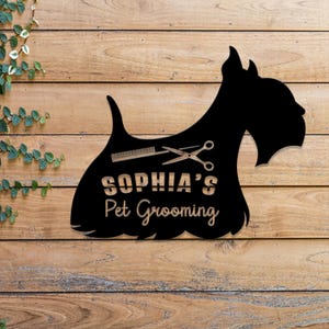 Custom Pet Grooming Hair Salon Metal Wall Art LED Light, Personalized Groomer Name Sign, Pet Grooming Décor, Salon Home Decoration