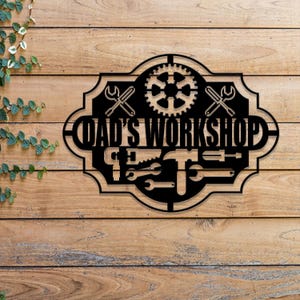 Benutzerdefinierte Werkstatt-Metallschild mit LED-Licht, personalisierte Garagen-Wandkunst, Metallgarage-Dekor für die Werkstatt des Vaters, Handyman-Geschenk