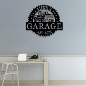 Custom Metal Truck Garage Sign With LED Light, Personalized Man Cave ...
