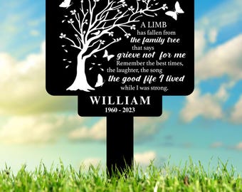 Personalized Memorial Stake Metal, Tree Of Life Memorial Stake, In Loving Memorial, Remembrance Stake, Sympathy Gift, Outdoor Grave Marker