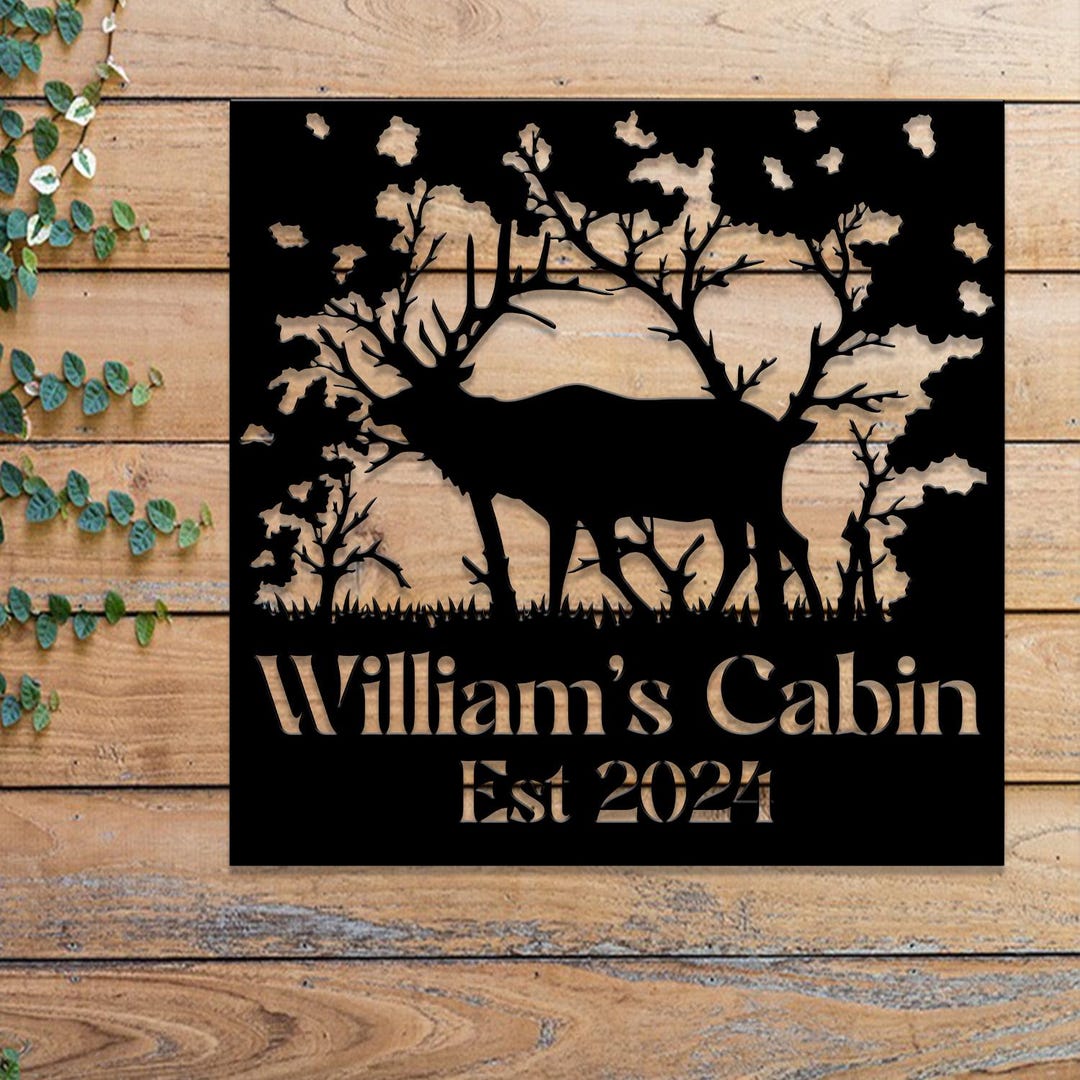 Custom Elk Cabin Metal Sign, Personalized Outdoor Elk Sign With ...
