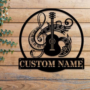 Benutzerdefinierte Musik Zimmer Zeichen mit LED-Licht, Musik Studio Wand Dekoration, Musiker Geschenk, Gitarre & Klavier Instrument Kunst, Schild für Musikliebhaber