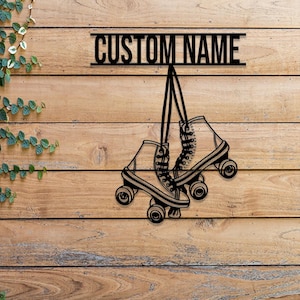 Custom Metal Roller Skate Sign with LED Lights – Personalized Roller Skating Name Sign – Unique Roller Skating Home Decor – Gifts for Girls