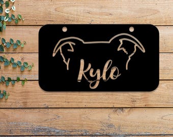 Dog Ears Outline Crate Name Tag, Custom Dog Décor, Hanging Crate Nameplate, Personalized Dog Gift, Dog Bone Sign, Crate Décor