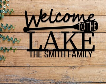Personalized Lake Welcome Sign, Custom Metal Lake House Plaque, Family Name Wall Art, Outdoor Decor, Lakeside Decoration