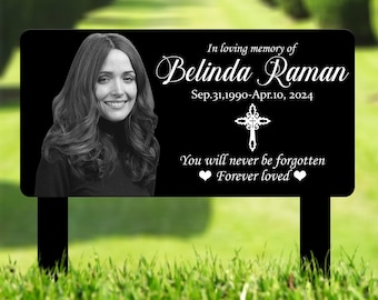 Custom Photo Grave Marker, Temporary Grave Marker With Photo, Outdoor Memorial Plaque, Sympathy Plaque, Remembrance Plaque